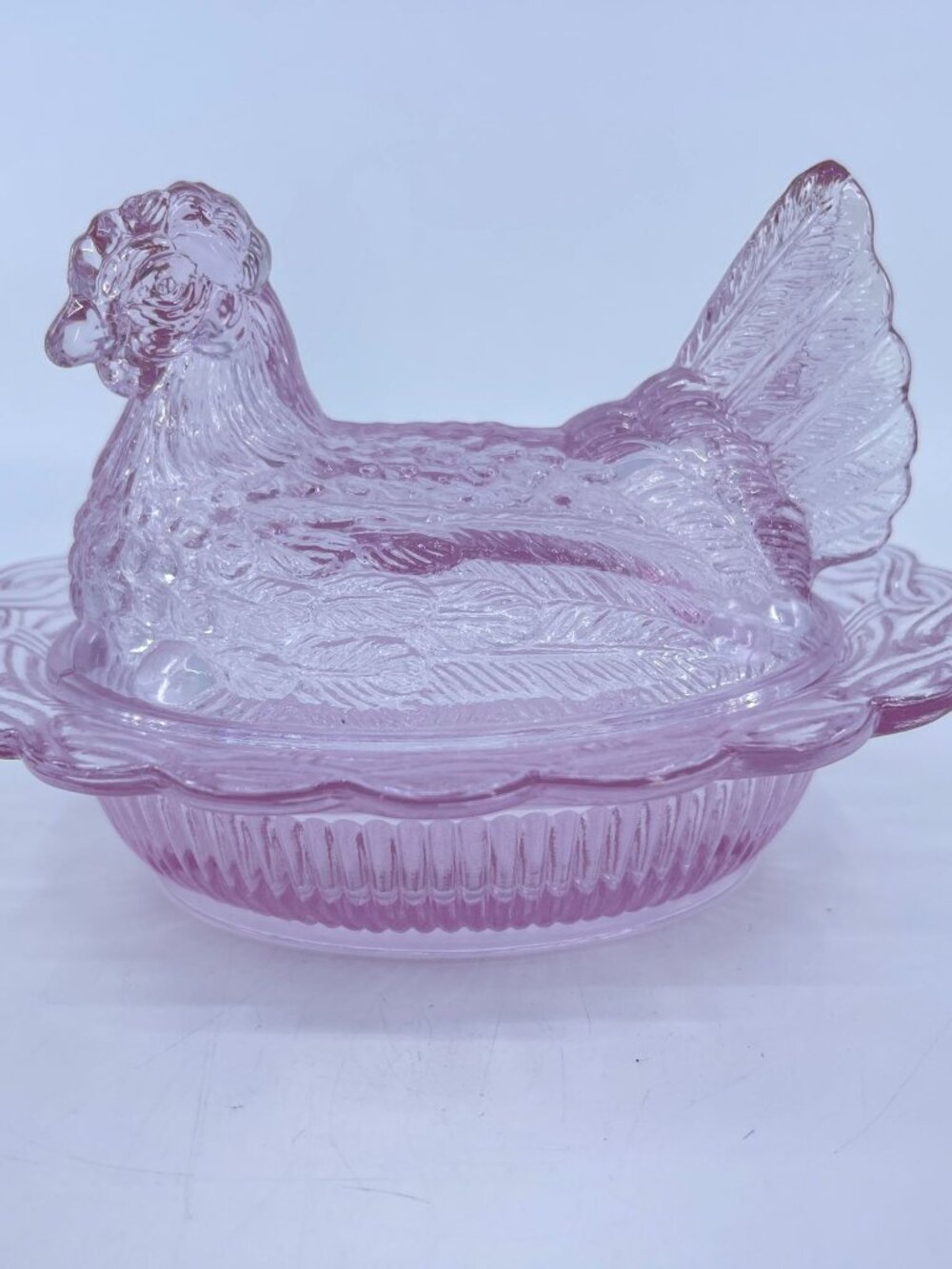 vintage mosser hen on nest covered dish lavender farmhouse decor
